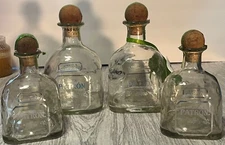 FOUR Patron Silver Tequila 100% De Agave Bottles 750 ML &  375 ML W/cork.EMPTY