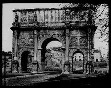 ANTIKES magisches Laternendia DER KONSTANTINSBOGEN UM 1910 FOTO .. ROM ITALIEN