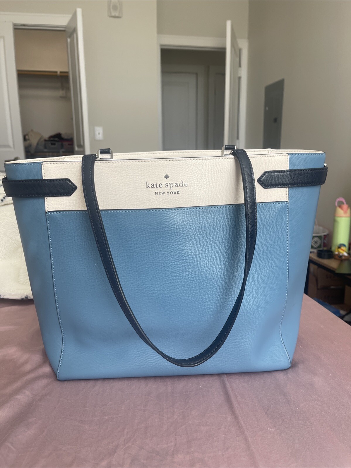 Kade Spade Tote Bag Blue-White