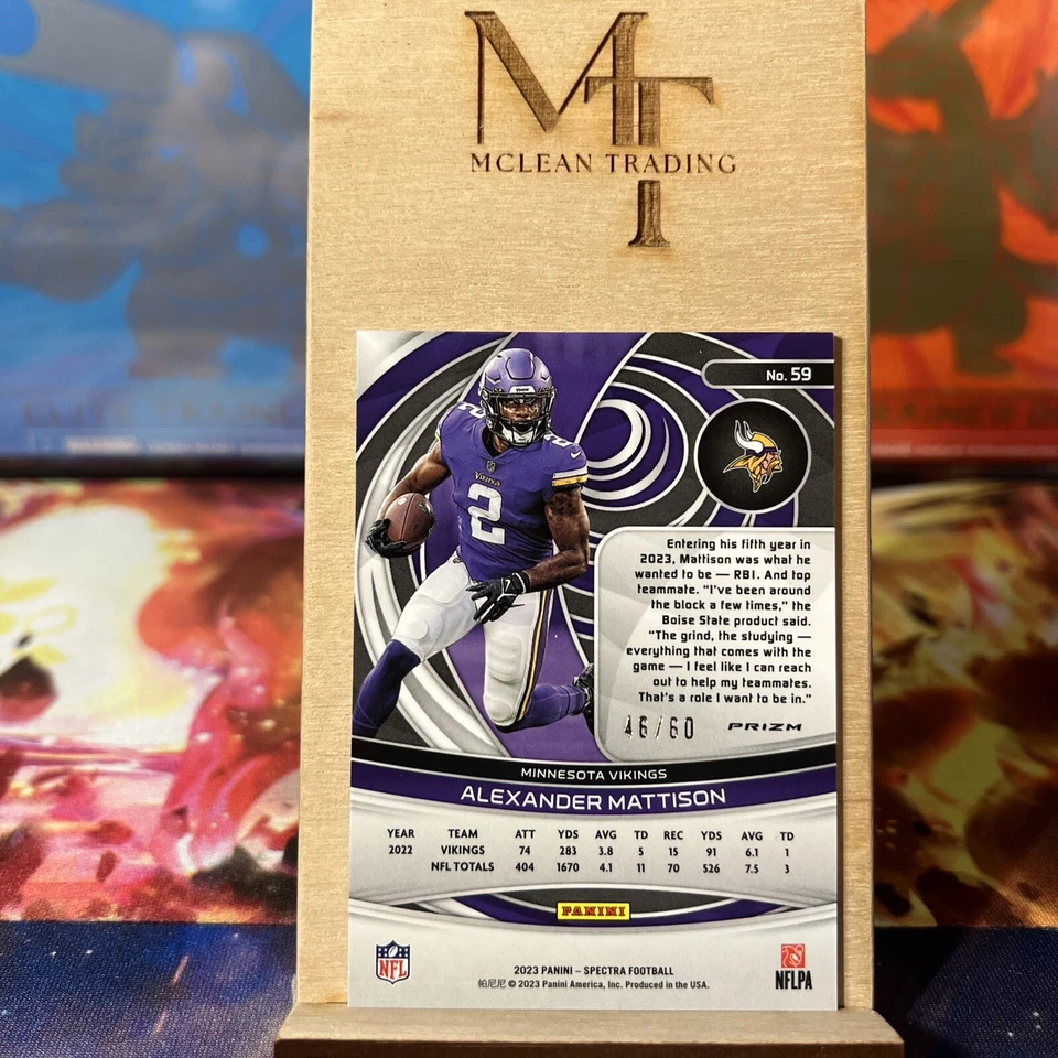 2023 Panini Spectra Alexander Mattison No. 59 Interstellar 46/60 Vikings - Image 2 of 2