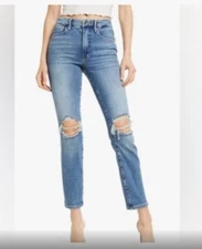 Good American Jeans Size 12/ 31 Good Legs Cigarette Distressed High Waist