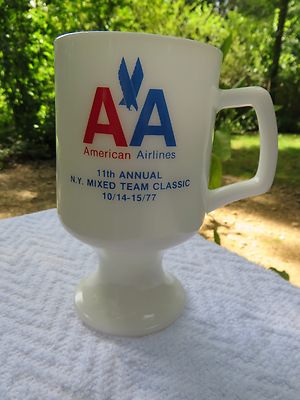 Vintage American Airlines Mug Milk Glass Pedestal Coffee Cup 1977 New York  | eBay
