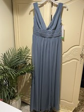 NWT BIll LEVKOFF Bridesmaid Dress Wedding Long Gown - Slate Blue - Size 12