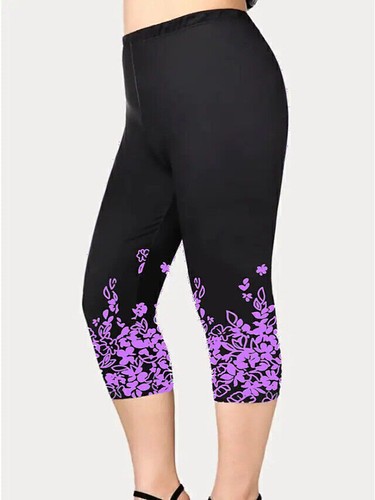Plus Size 18-28 Women Stretch 3/4 Capri Pants Cropped Sports Leggings Trousers - Picture 45 of 49