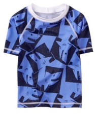 NWT Gymboree SPRING VACATION Boys Blue Shark Swim Shop Rash Guard Top Shirt 2t