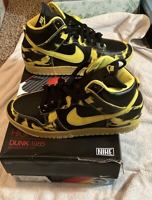 New Size 11.5 - Nike Dunk 1985 High Yellow Acid Wash - Box Damaged