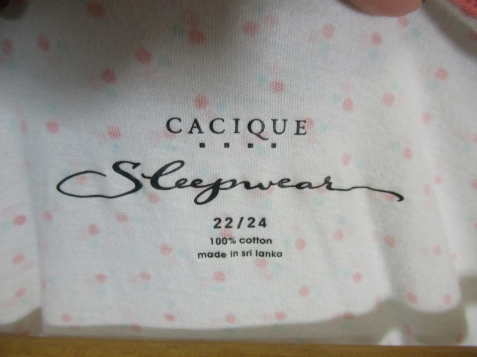 Cacique Night Shirt Pajama Top Plus Size 22/24 Cotton 3/4 Sleeve - Image 3 of 4