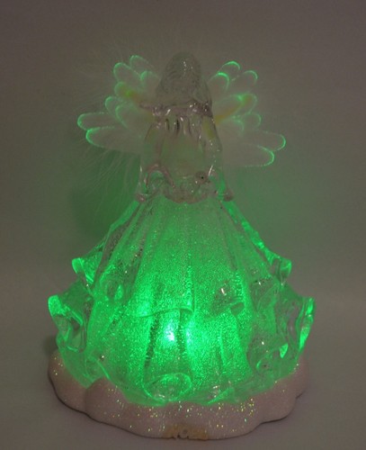 Fiber Optic Acrylic Angel Figurine Color Changing Lights Feather Wings - Picture 9 of 15