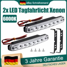 2x LED Tagfahrlicht 8SMD FLAT E4 R87 TFL Xenon 6000K DRL Lights 12V DC DHL DE