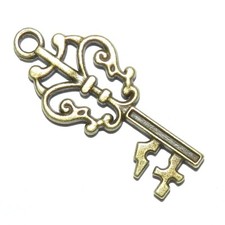 M929 Antiqued Bronze 36mm Key Metal Pendant Charm Drop 2pc