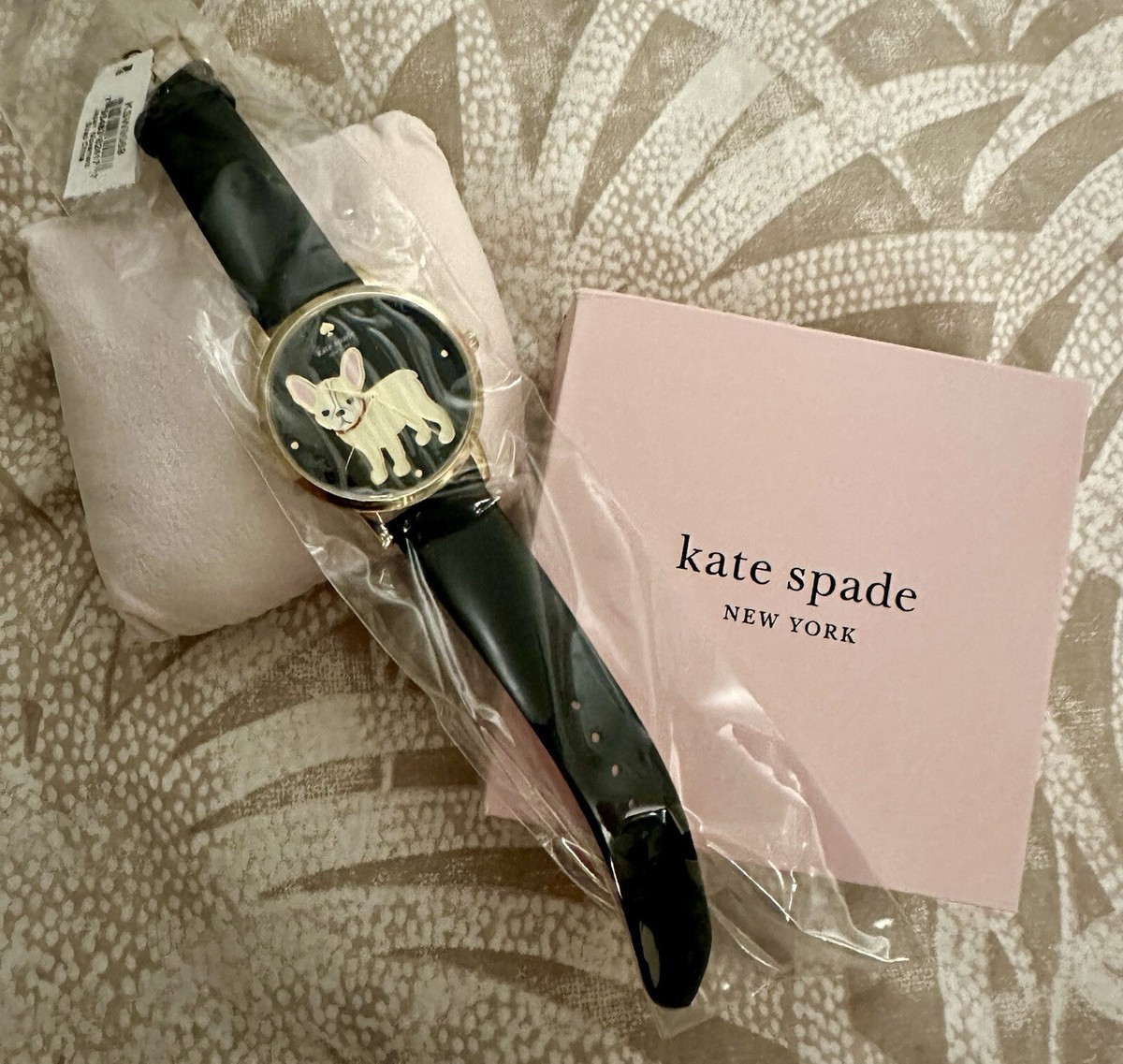 Kate Spade Metro Puppy Black Gold Bulldog Puppy Dog Leather  display picture 1