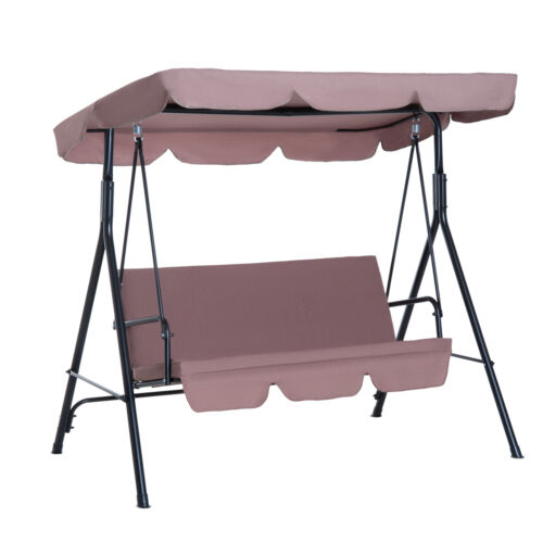 3-Seat Outdoor Patio Swing Chair Adjustable Canopy for Garden Poolside Balcony