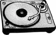Patch - Black White Vinyl Record Player Turntable Retro Old School Iron On 16176