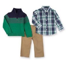 IZOD Boys' 2T Green Sweater, Shirt Pants 3-Pc. Set NWT 60
