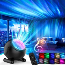 Northern Light Projector with 8 White Noise Aurora Night Light LED Bedside Lamp