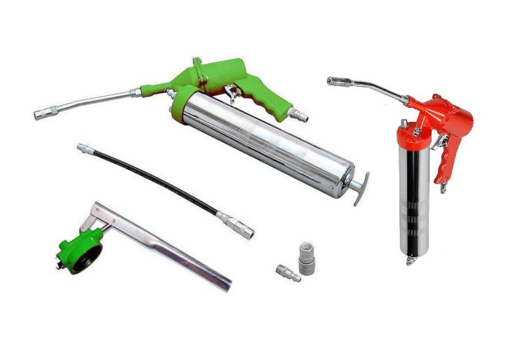 INGRASSATORE PNEUMATICO AUTO AD ARIA E PISTOLA POMPA MANUALE CON TUBI KIT 6 PZ