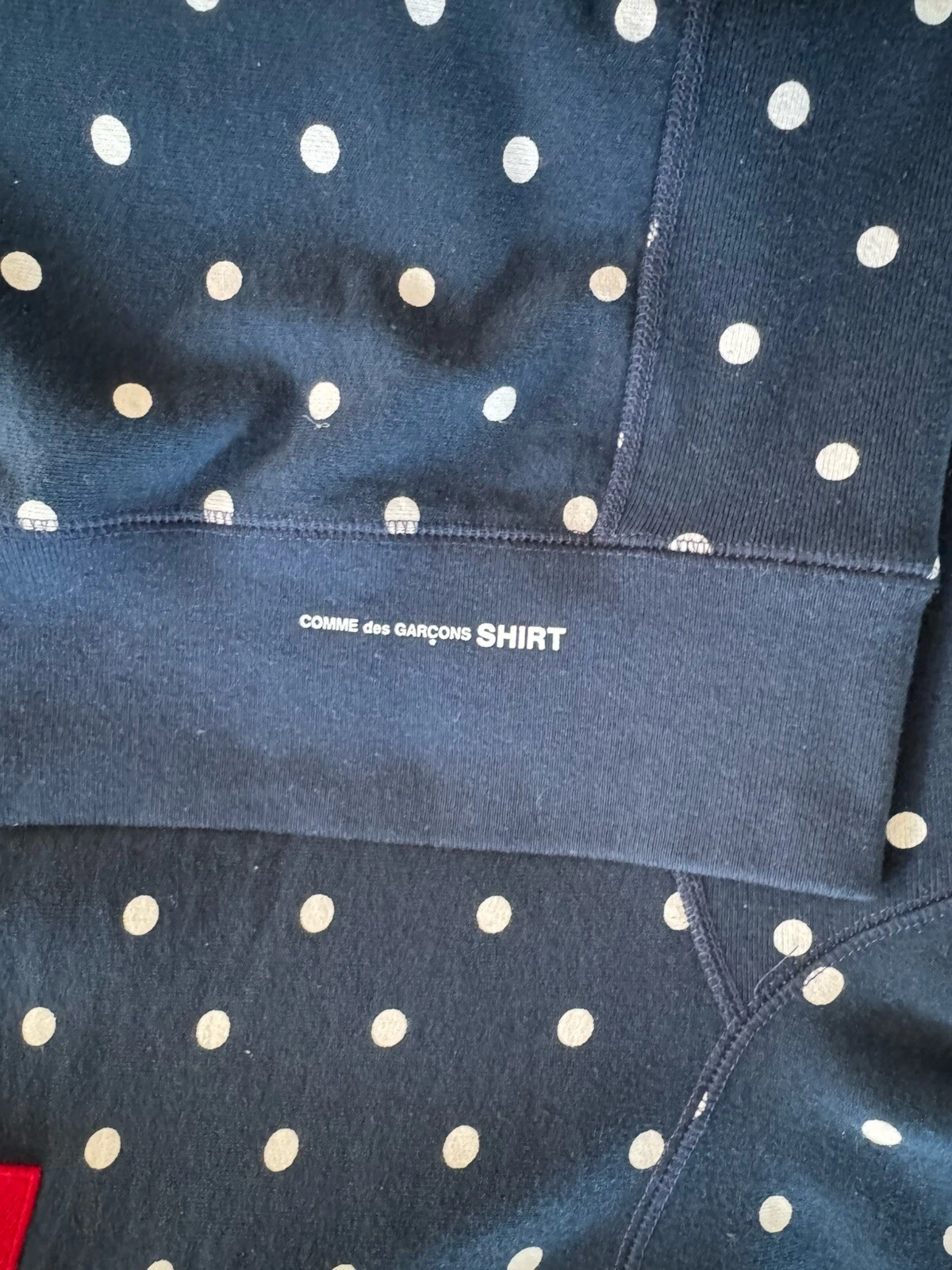 Felpa con cappuccio Supreme x Comme Des Garçon CDG 2012 logo a pois grigio nero navy XL