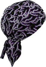 Cotton Biker Skull Cap Motorcycle Bandana Headwrap Doo Rag Dorag Purple Electric