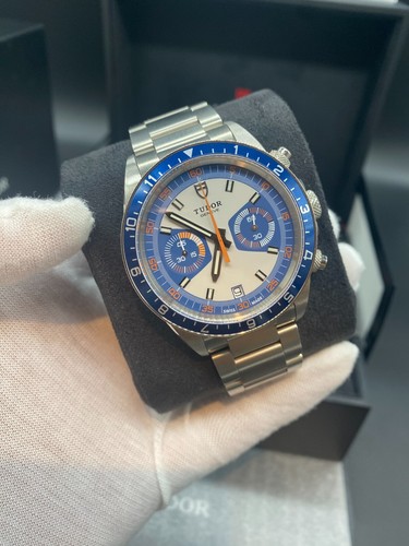 Tudor Heritage Chrono Blue 70330B Complete Set