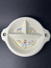 Vintage Bartsch Ceramic divided Warming Dish for baby Little Boy Blue -no corks