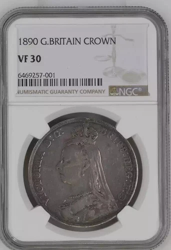 1890 Great Britain CROWN Very Fine Coin NGC Certified VF-30 Queen Victoria 7001