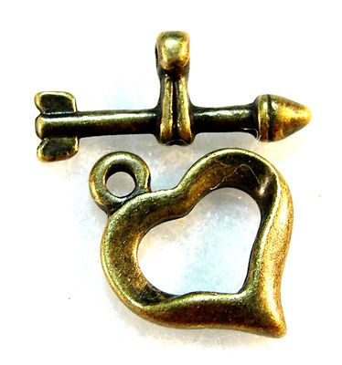 10Sets Tibetan Antique Bronze HEART & ARROW Toggle Clasps Hooks Findings C360