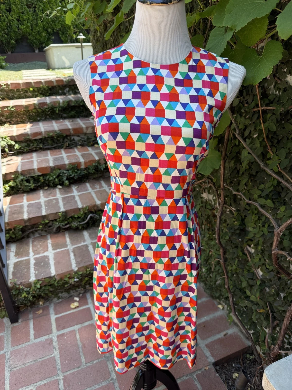 Abito Kate Spade Abbey in misto seta forma geometrica taglia 2