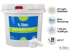 Rx Clear 3" Inch 7 oz. Stabilized Chlorine Swimming Pool Tablets (Choose Size)