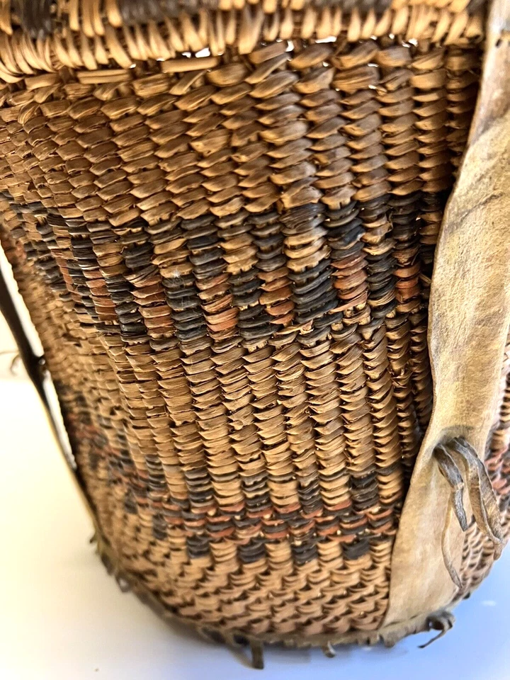 Antigua cesta de carga o bayas de indios nativos americanos; grande 10 1/2" finales de 1880 Foto 3 de 4