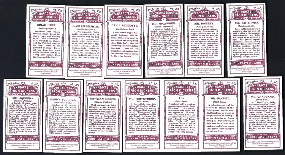 IMPERIAL - CHARACTERS FROM DICKENS, 2ND (PLAYER, REPRINT) - FULL SET OF 25 CARDS - Image 4 of 4