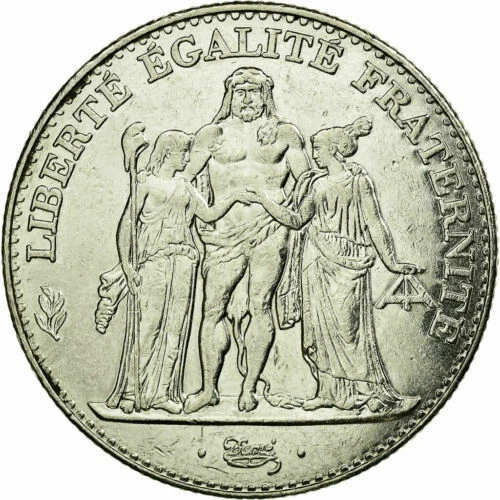 Pièces de monnaie françaises de 5 francs en nickel, sur hercule