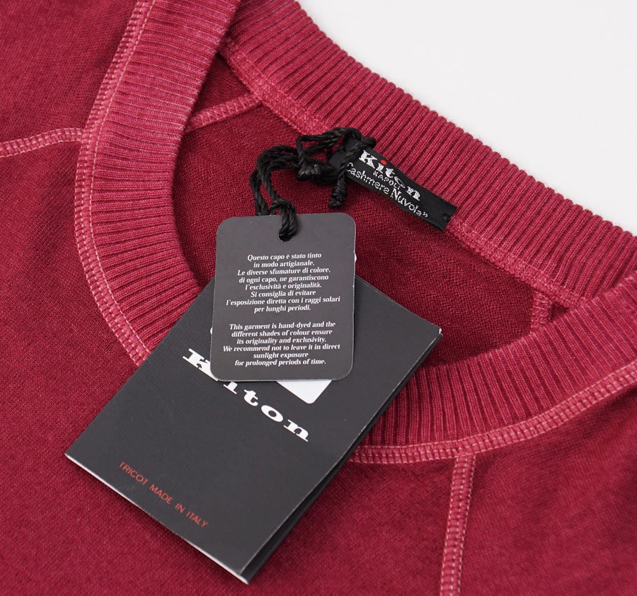 Suéter Kiton Napoli Frambuesa Superfino 'Cashmere Nuvola' M Cuello Redondo Nuevo con Etiquetas Foto 3 de 4