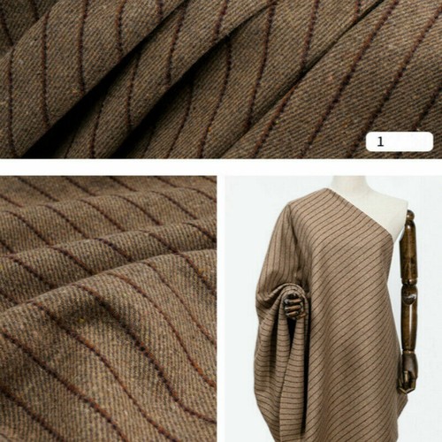 Striped Fabric Wool Blend Faux Cashmere Tweed Cloth for Suit Overcoat Pants Soft - Picture 13 of 18