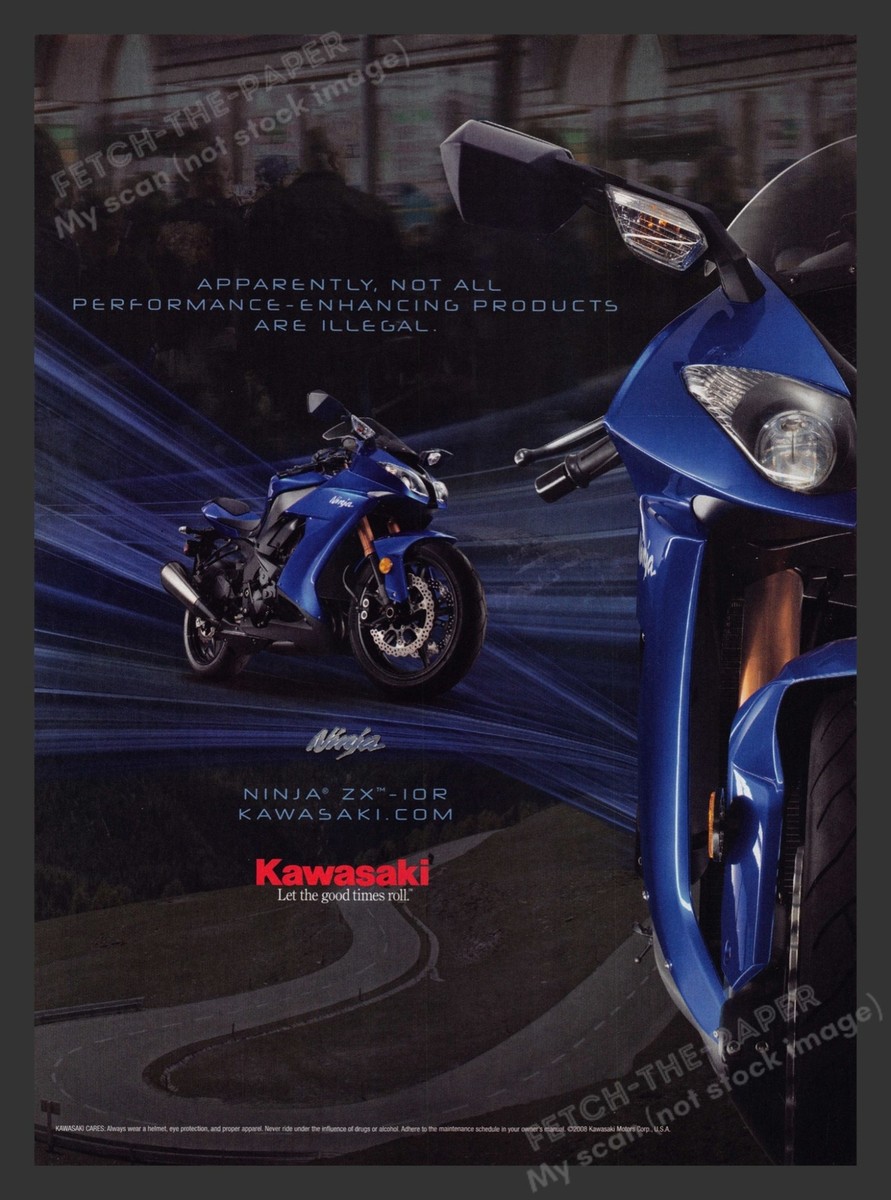 2000s Kawasaki Ninja ZX-IOR Motorcycle Print Advertisement Ad 2008