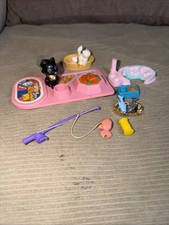 Vtg Kenner 1993 Littlest Pet Shop Mom Cat Baby Kittens Accessories Black White