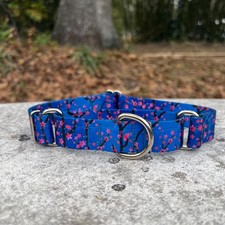 1 inch Cherry Blossom Martingale Dog Collar - Slip On Collar Made in USA