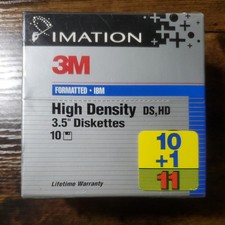 IMATION 3M DS HD FORMATTED FLOPPY 10 1 11 DISKS - Formatted IBM