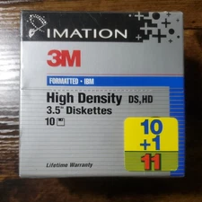 IMATION 3M DS HD FORMATTED FLOPPY 10 + 1 11  DISKS - Formatted IBM