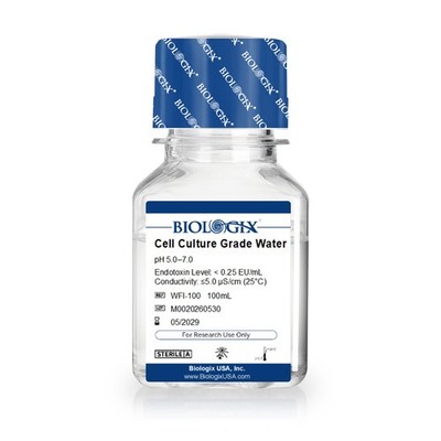 Lab Cell Culture Grade Sterile Water,  Endotoxin ＜0.25 EU/mL, 100ml × 1 Bottle