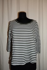 T-shirt COS basic a forma di scatola Ringel top maniche a 3/4 bianco/oliva L