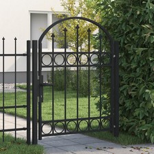 vidaXL Fence Gate Arched Top Steel Black