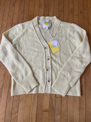 Kerri Rosenthal Heart Patchwork Button UP Sweater Size Medium New With Tags $398