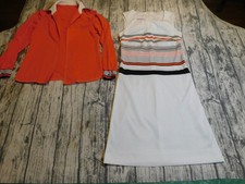 VTG 60's MOD GOGO GROOVY DRESS W JACKET STRIPE RED WHITE BLUE POLY S KAY WINDSOR