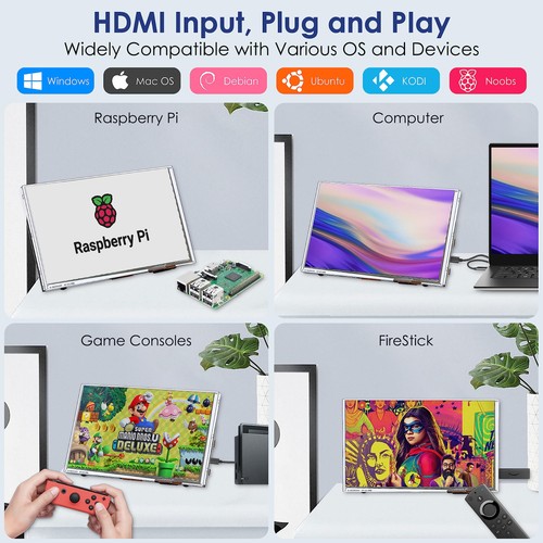 Monitor Pantalla Táctil Raspberry Pi 9 Pulgadas 1024x600 HDMI Monitor 16:9 IPS... - Imagen 6 de 8