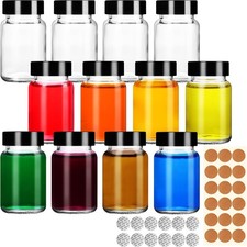 2 OZ Glass Shot Bottles 12 Pack- Leakproof Juicing Jars with Lids  Portable