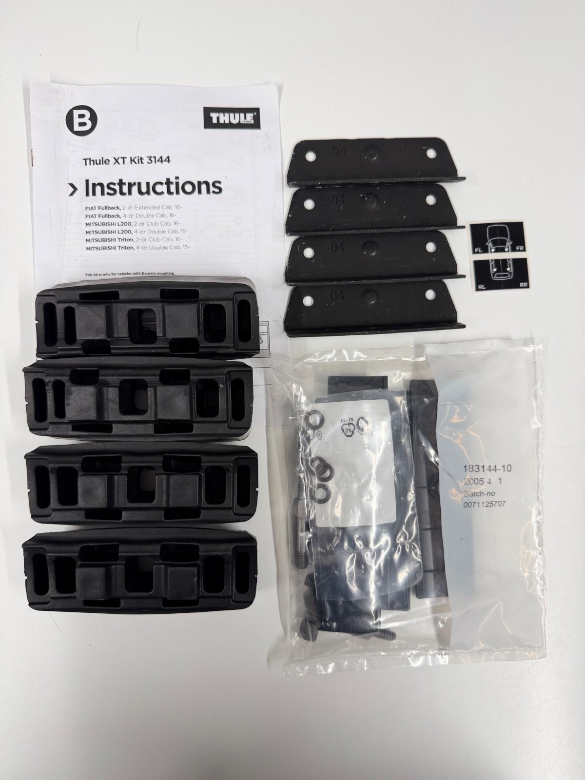 THULE FITTING KIT 3144 no box fits MITSUBISHI L200, 2-dr Club Cab, 16- + others