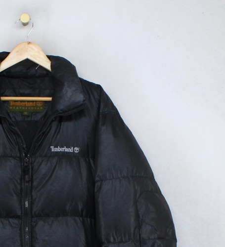 Vintage Timberland Puffer Jacket Mens Size M Black Down Fill Full Zip 90s - Picture 7 of 14