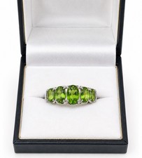 Cocktail Ring 375 Gold Green Gemstone Ring Elegant Dress Hallmarked
