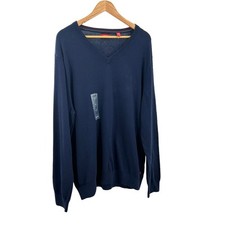 Izod Mens Sweater Shirt Pullover Sweatshirt Blue V Neck Size XLarge NWT
