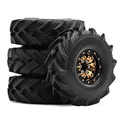 4PCS 1.0'' Aluminum Wheel Rims Rubber Tires for TRX4M SCX24 FMS Ascent-18 RC Car